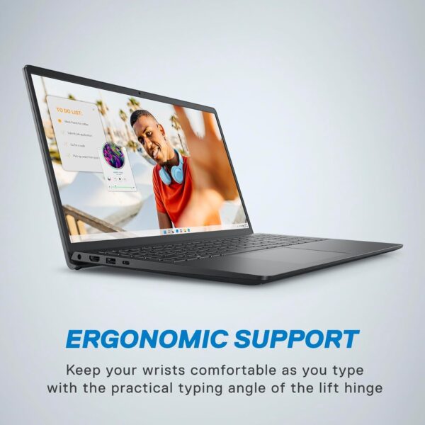 Dell Inspiron 15 3535 Laptop - 15.6 inch FHD (39.62cm) Display, AMD Ryzen 5 7520U, 8 GB RAM (2 DIMM Slots - Max Memory), 512 GB SSD, Win 11 + Office H&S 2021, Carbon Black, 1.67kg, for Students - Image 2