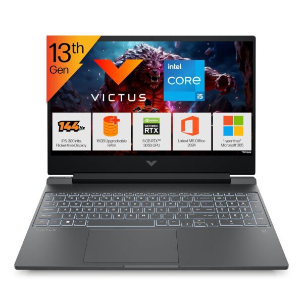 HP Victus  15-fa2703TX New Laptop, 13th Gen Intel Core i5-13420H, 6GB RTX 3050,16GB DDR4 Upgrade (Upto 32GB) 512GB SSD, FHD,144Hz,300 nits,IPS, 15.6''/39.6cm, Win11