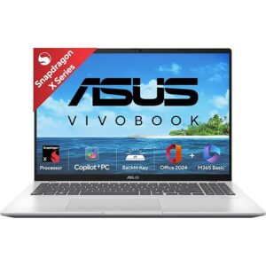 ASUS New LaptopVivobook 16,  X1607QA-MB050WS , Snapdragon,X,Copilot+ AI PC Qualcomm Adreno iGPU/45TOPS/16GB RAM/512GB SSD/FHD+/16"/Cool Silver.