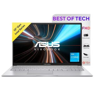 ASUS Vivobook 16, Intel Core i3-1315U 13th Gen, 15.6" (39.62 cms) FHD, Thin and Light Laptop (8GB RAM/512GB SSD/Win11/MS Office/Backlit Keyboard/Silver/1.7 kg)Brand	ASUS Model Name	ASUS Vivobook 15 Screen Size	15.6 Inches Colour	Silver Hard Disk Size	512 GB CPU Model	Core i3 RAM Memory Installed Size	8 GB Operating System	Windows 11 Home Special Feature	Backlit Keyboard, Anti Glare Coating Graphics Card Description	Integrated
