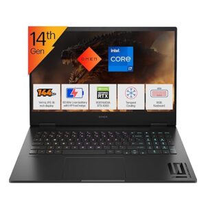 HP OMEN Gaming, New Laptop 14th Gen Intel Core i7-14650HX, 8GB RTX 4060 (16GB DDR5, 1TB SSD) FHD, 144Hz, IPS, 16.1-inch (40.9 cm) Win11, Office21, Black, 2.39 kg, AE0002TX , RGB KB, Tempest Cooling Gaming Laptop