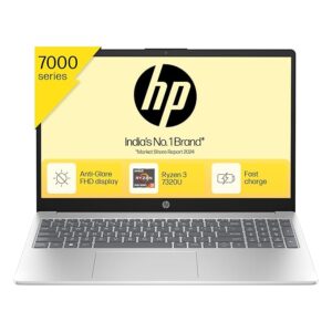 HP 15, New Laptop fc0025AU AMD Ryzen 3 7320U, 8GB LPDDR5, 512GB SSD, (Win 11, Office 21, Silver, 1.6kg), Anti-Glare, 15.6-inch(39.6cm), FHD Laptop, AMD Radeon Graphics, 1080p FHD Camera, Dual Speakers, fc0025AU