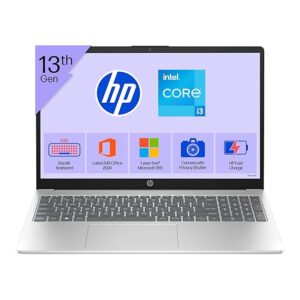HP 15,New Laptop  13th Gen Intel Core i3-1315U Laptop (8GB DDR4,512GB SSD) Anti-Glare, Micro-Edge,15.6'' FHD, Backlit KB,Win11,M365 Basic(1yr),Office Home24, Silver,1.59kg, FHD Camera w/Privacy Shutter, fd0572TU