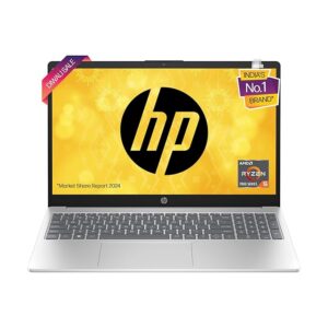 HP Laptop 15, New Laptop fc1004AU , AMD Ryzen 5 5500u, 15.6-inch (39.6cm), FHD, 8GB DDR5, 512GB SSD, AMD Radeon Graphics, 1080p FHD Camera w/Privacy Shutter, Backlit KB (Win 11, Silver, 1.59kg),