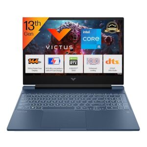 HP Smartchoice Victus, New Laptop 13th Gen Intel Core i5-13420H Processor, 4GB RTX 3050, Upgrade(Upto 32GB) 16GB DDR4, 512GB SSD, FHD, 144Hz, IPS, 15.6’’/39.6cm, Win11, Office24, Blue, 2.29kg, fa2191TX Laptop